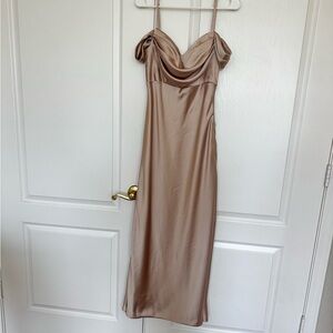 Revelry Sienna Satin Bridesmaid Dress- gold champagne (703g